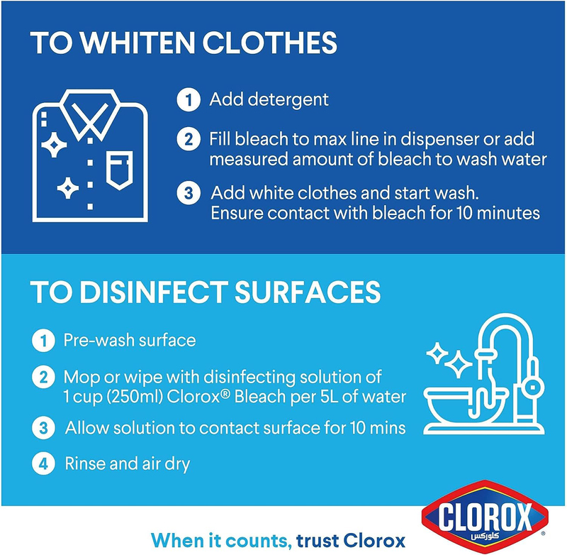 Clorox Original Scent Bleach Liquid Household Cleaner and Disinfectant, 950ml