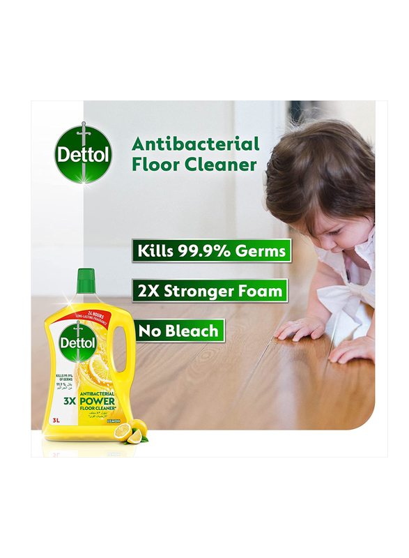 Dettol Lemon Antibacterial Power Floor Cleaner, 2 x 3Litres