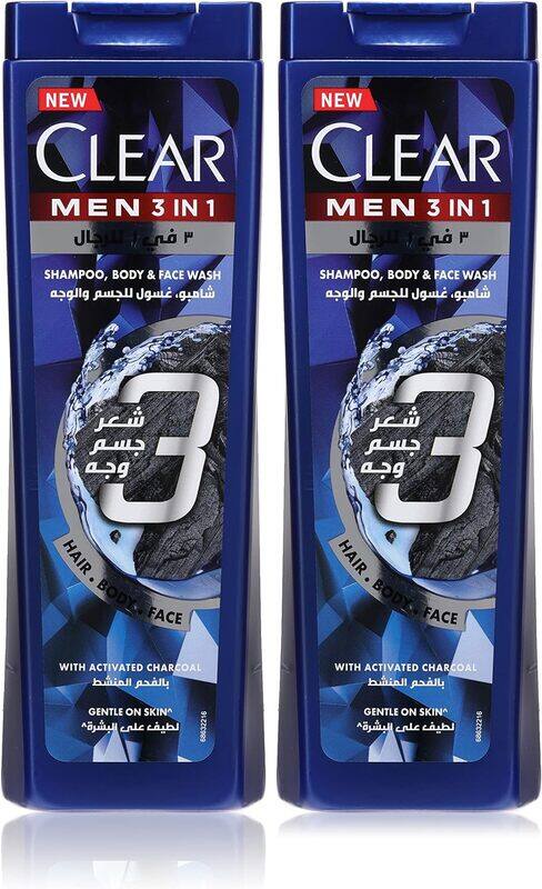 

Cantu Clear Men Complete Care 3in1 Shampoo For Hair, Face & Body With Activated Charcoal for 100% dandruff free hair and moisturized skin, 400ml Pack of 2,