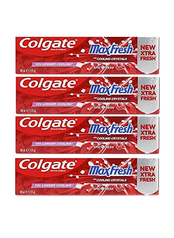 Colgate Max Fresh Spicy Toothpaste with Cooling Crystals, 100ml, 4 Pieces