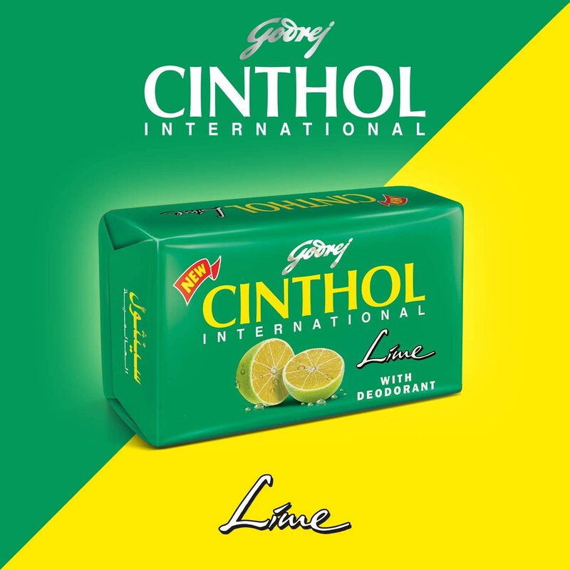 Cinthol Lime with Deodarant Bar Soap, 175gm, 4 Pieces