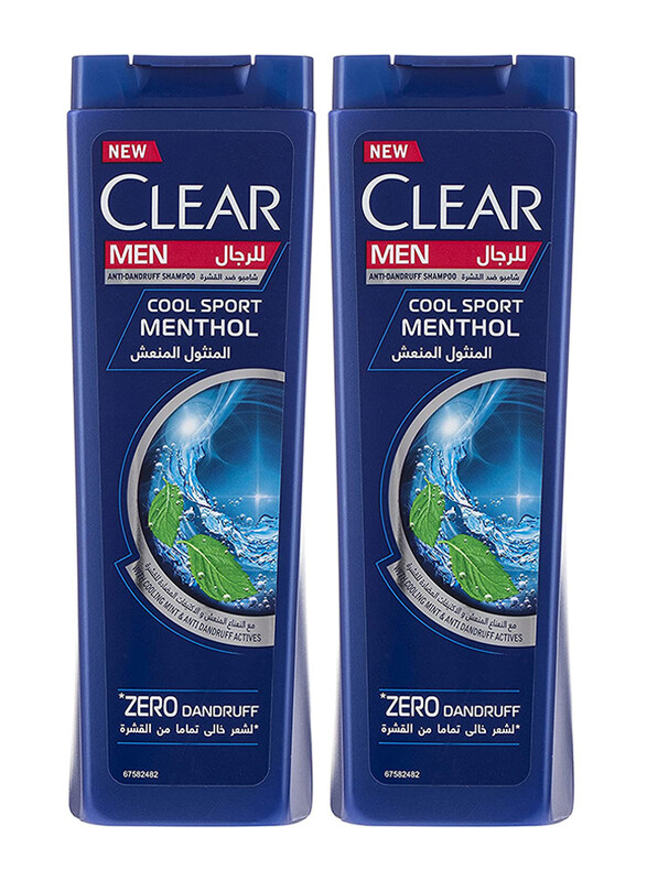 

Clear Cool Sport Anti-Dandruff Menthol Shampoo for Men, 2 Pieces x 400ml