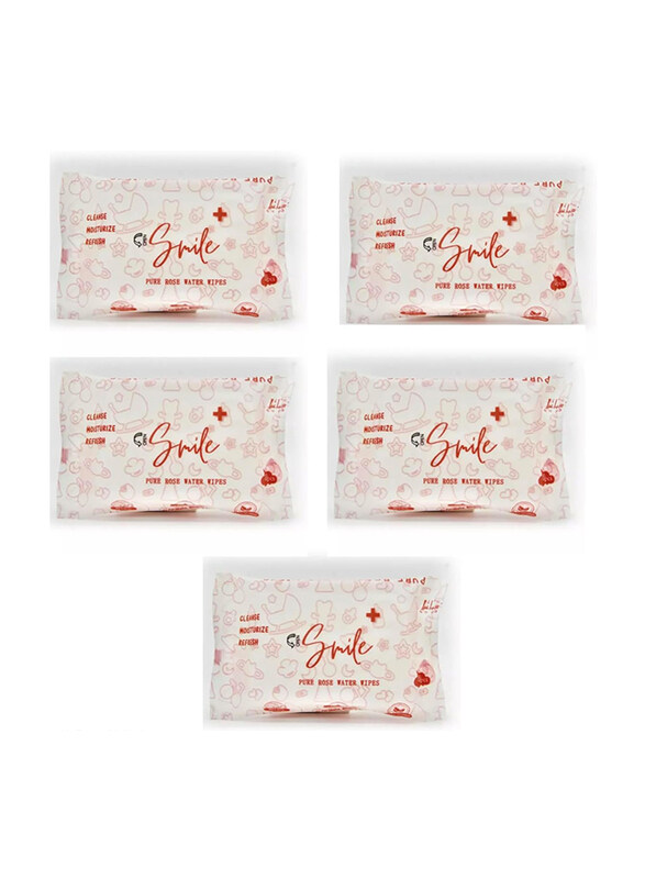 Smile+ 5-Piece Pure Rose Water Wipes, 50 Wipes