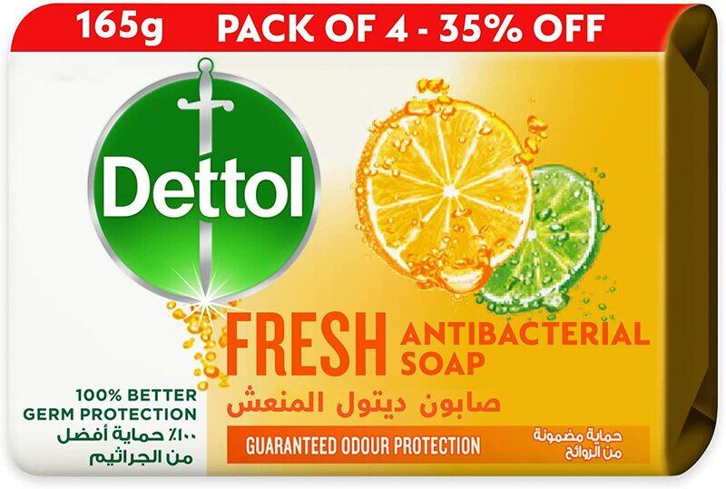 

Dettol Fresh Anti-Bacterial Bathing Soap Bar, 165gm, 4 Pieces