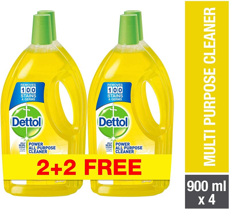 Dettol Lemon Power All Purpose Cleaner, 4 x 900ml