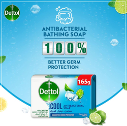Dettol Cool Anti-Bacterial Bathing Soap Bar, 4 x 165g