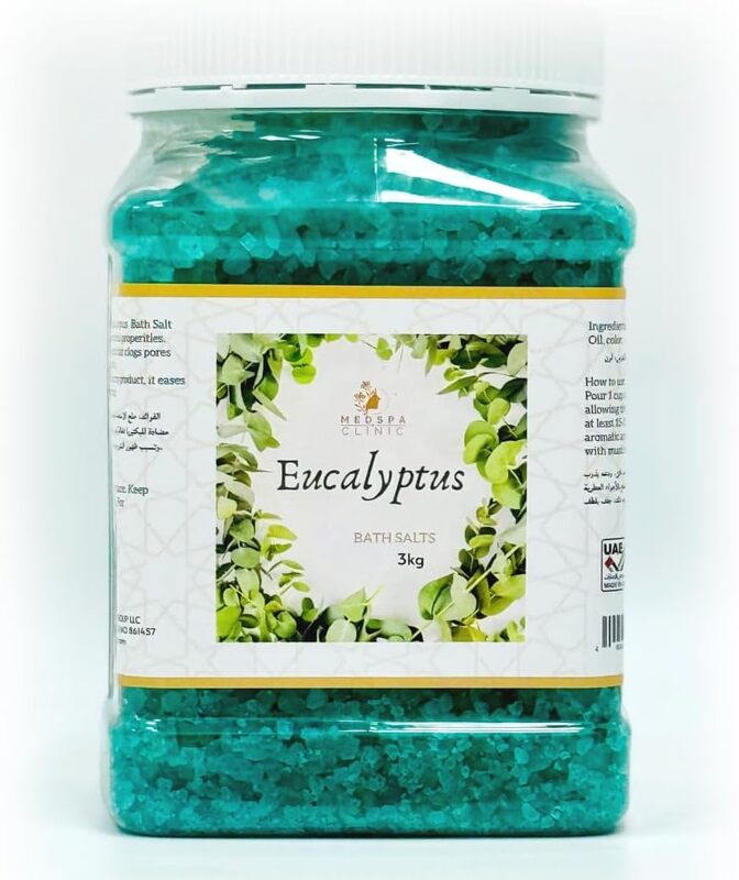 

MedspaClinic Eucalyptus Bath Salt Enriched With Essential Oil and Infused with Rose Petals for Bathing, Spa, Foot, Muscle Relief, Aches & Pains 3kg 10