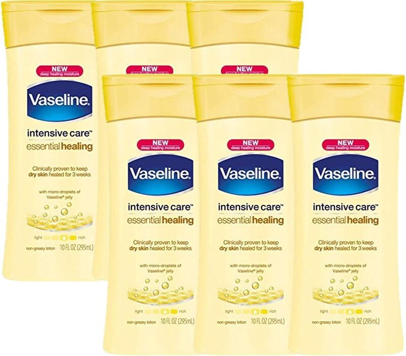 Vaseline Essential Healing Dry Skin Repair Intensive Care Body Lotion, 400ml, 6 Pieces