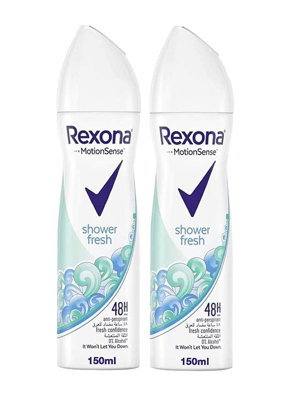 Rexona Motion Sense Shower Fresh Anti-Perspirant Spray for Woman, 2 x 150ml