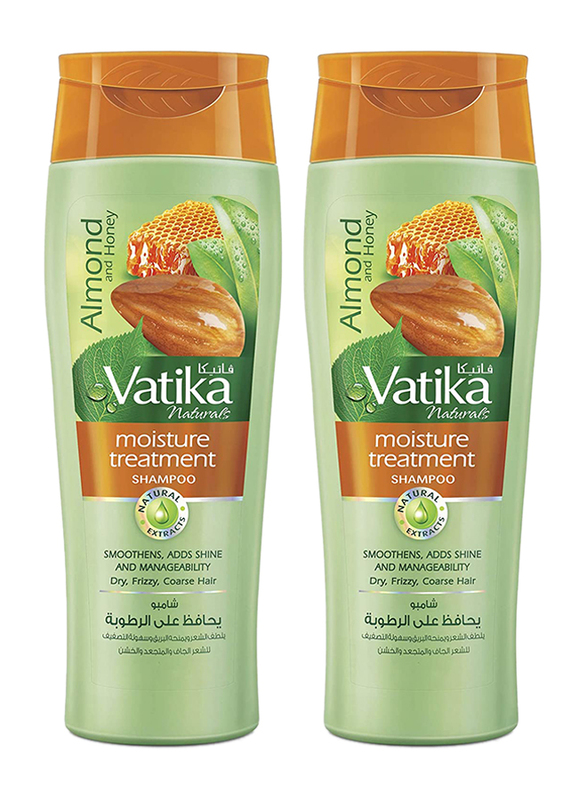 Vatika Naturals Moisture Treatment Shampoo Enriched with Almond and Honey, 2 Pieces x 200ml