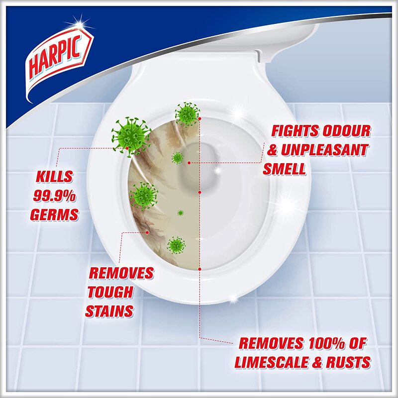 Harpic Original Limescale Remover Toilet Cleaner Liquid, 2 x 750 ml + Lemon Bathroom Cleaner, 500ml
