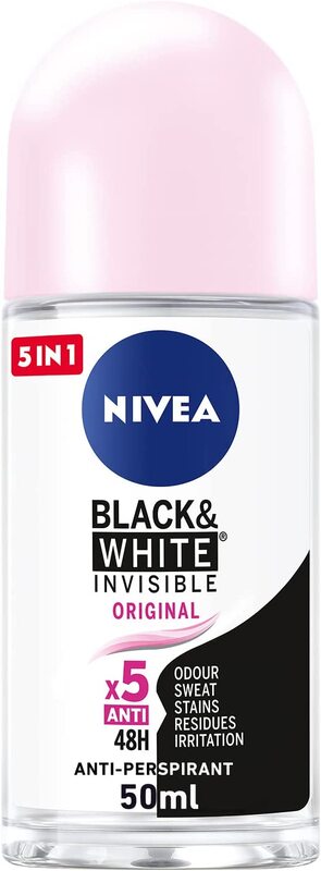 Nivea Black & White Invisible Protection Original Antiperspirant Roll-On for Women, 50ml