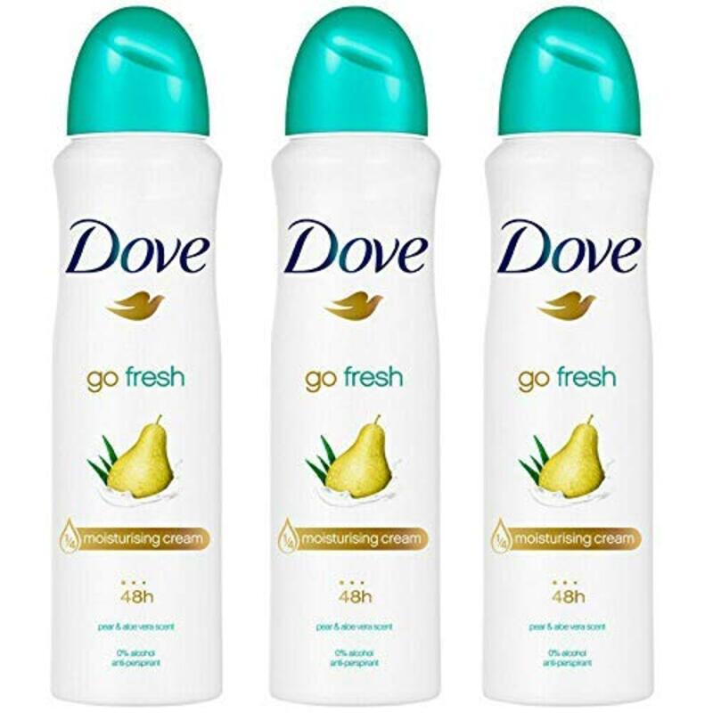 Dove spray Go Fresh Pear & Aloe Antiperspirant Deodorant Spray, 150ml, 3 Pieces