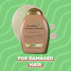 Ogx Ever Straightening + Brazilian Keratin Therapy Shampoo for Damaged Hair, 385ml