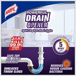 Harpic Powerful Drain Opener Gel for Bathroom, Basins, Toilet & Kitchen Drains, 500ml