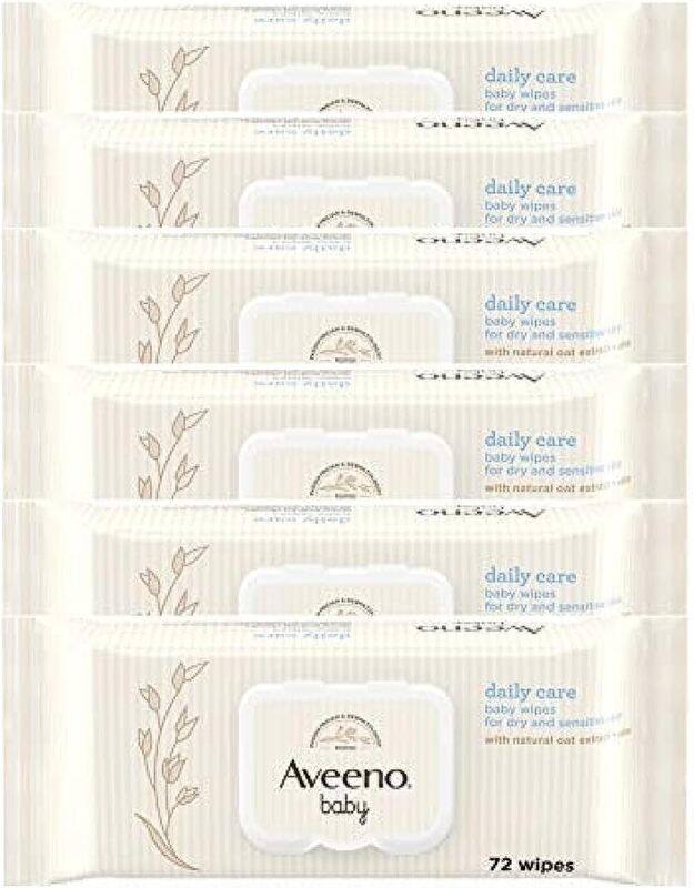 

AVEENO Baby Daily Care Wipes - Cleanse Gently and Efficiently - Baby Wipes - Baby Essentials - 72 Wipes, Lid On Each Pack, Pack of 6 (432 Wipes in Tot