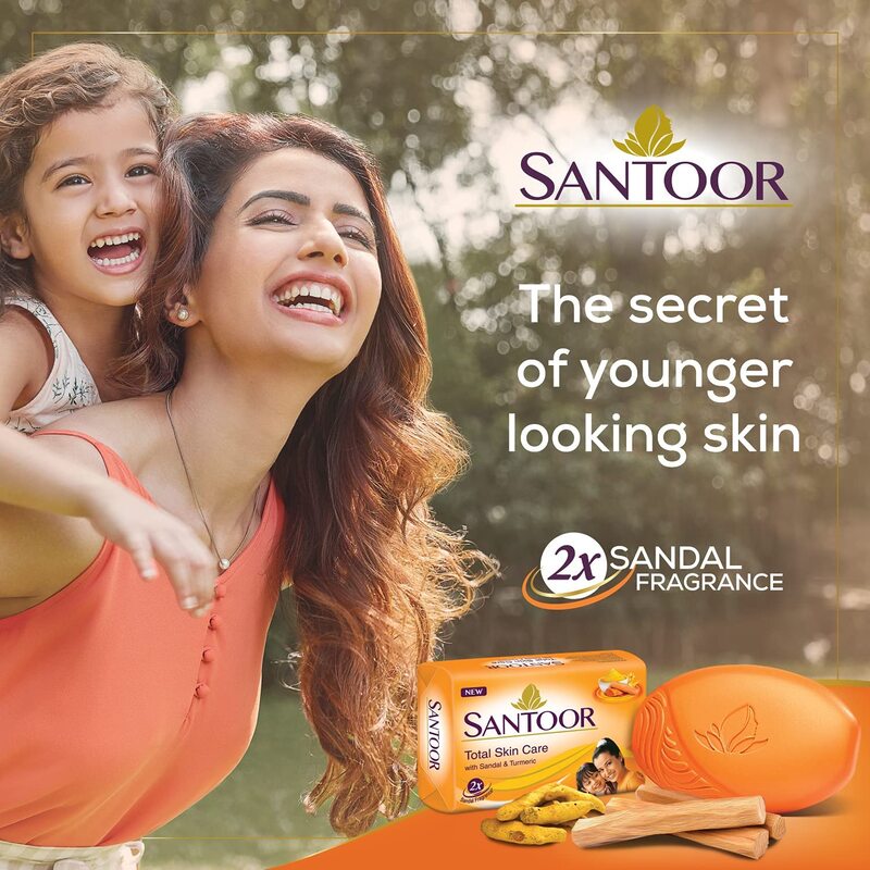Santoor Sandal and Turmeric Soap, 125gm, 8 Pieces