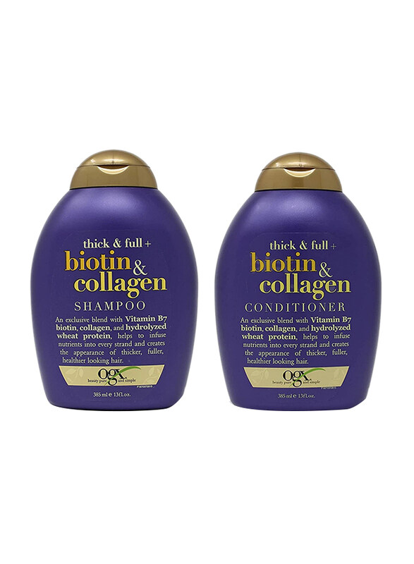

Ogx Biotin with Collagen Shampoo & Conditioner, 2 x 385ml