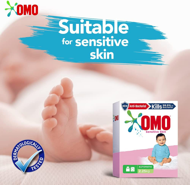 Omo Antibacterial Cloth Washing Active Detergent, 2 x 2.25Kg