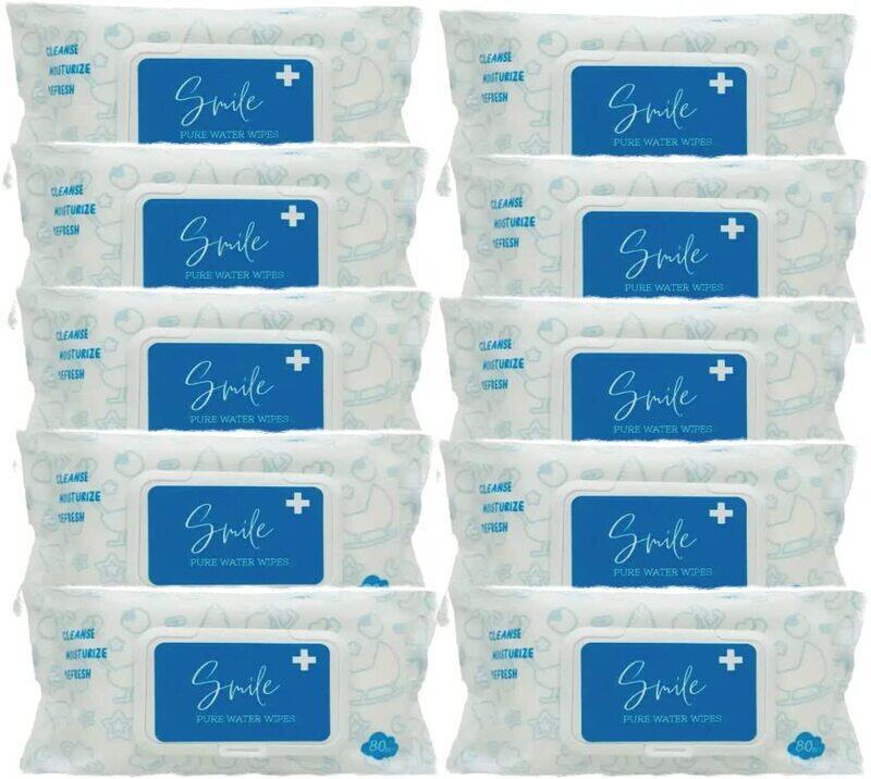 

SmilePlus Pure Water Tissues 80 Wipes - Pack of 10