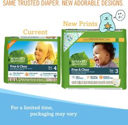 Seventh Generation Baby Diapers, Stage 1, Size 4-6 KG, 40 Count