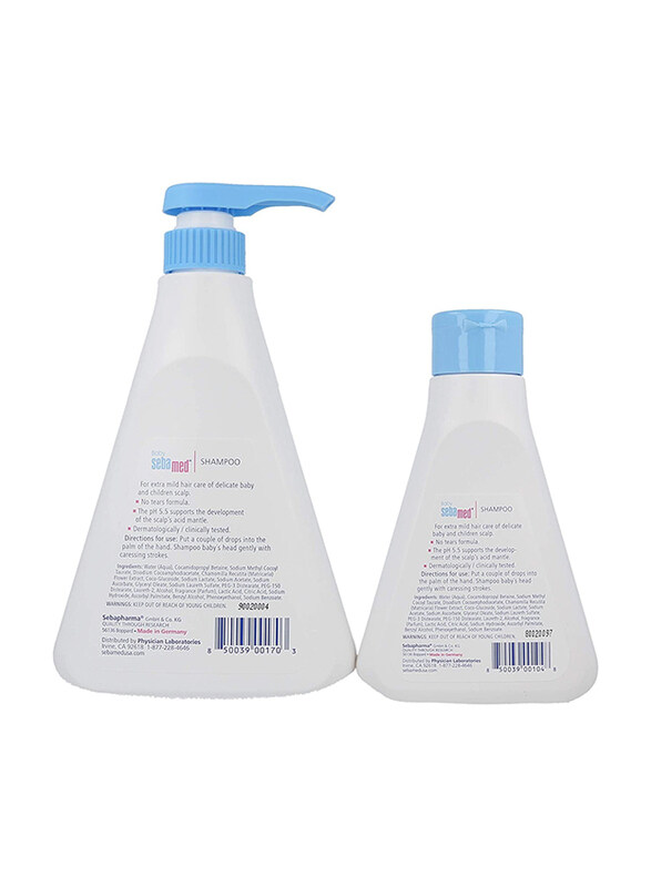 Sebamed 500ml + 250ml Baby Extra Mild Cleanser Shampoo for Kids for Baby Hair and Scalp, 2 Pieces