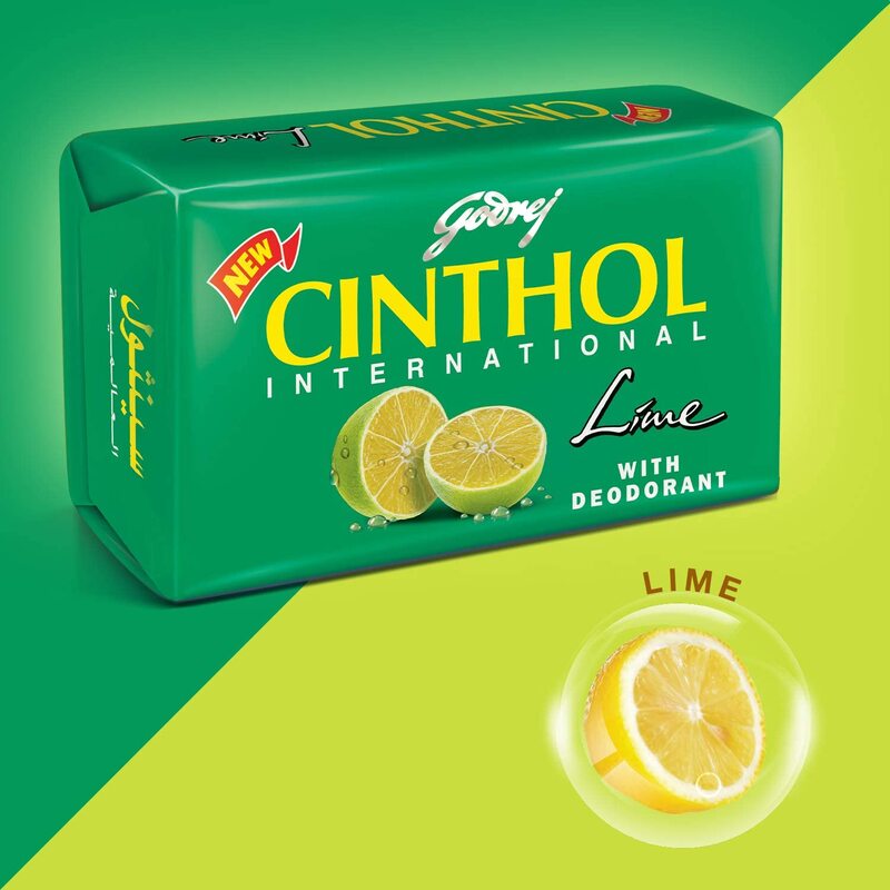 Cinthol Lime with Deodarant Bar Soap, 175gm, 4 Pieces