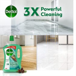 Dettol Pine Anti-Bacterial Power Floor Cleaner with 3 Times Powerful Cleaning, 2 x 1.8 Liters