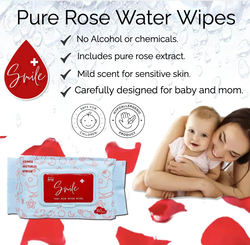 Smile+ 4-Piece Pure Rose Water Wipes, 320 Wipes