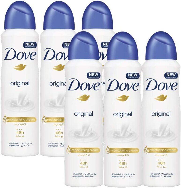 Dove Original Antiperspirant Deodorant, 150ml, 4 + 2 Pieces