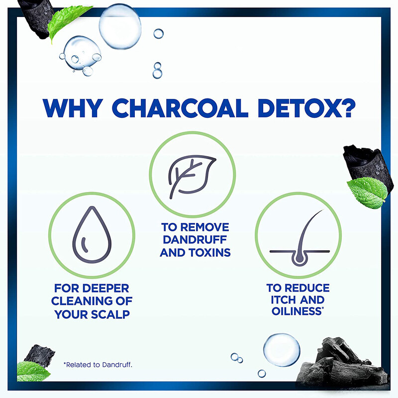 Head & Shoulders Charcoal Detox Anti-Dandruff Shampoo, 2 Pieces x 400ml