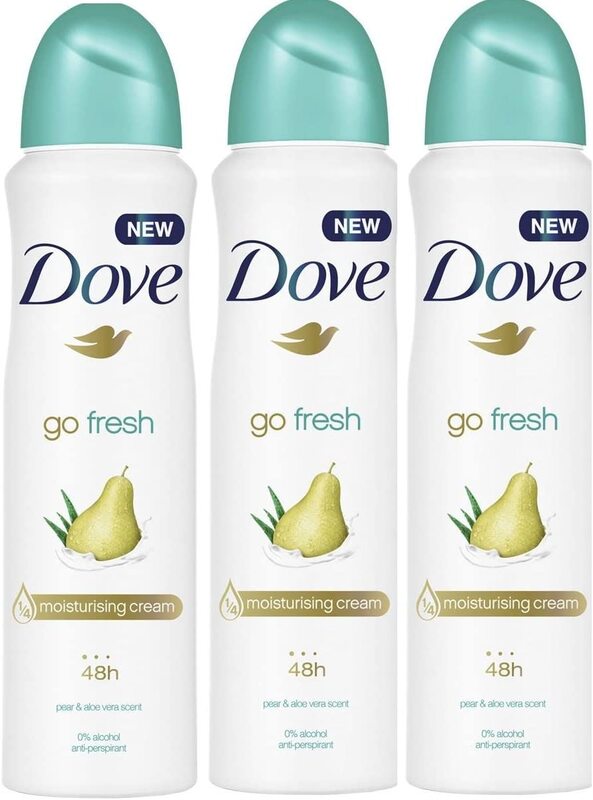 Dove Go Fresh with Pear and Aloe Vera Deodorant Aerosol, 250ml, 3 Pieces