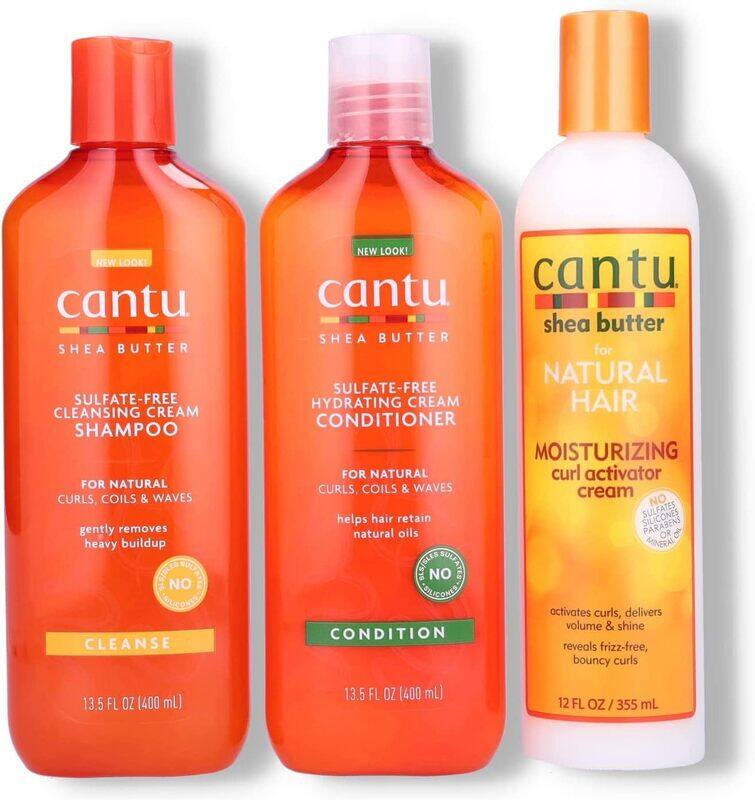 

Cantu Sulphate Free Shampoo & Conditioner 12oz with Shea Butter Moisturizing Curl Activator Cream 12oz