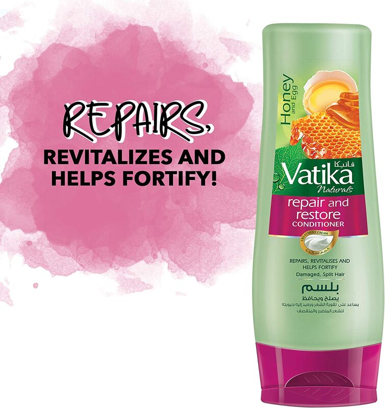 Vatika Naturals Repair and Restore Conditioner Enriched with Egg and Honey for Damaged Hair and Split-Ends, 400ml