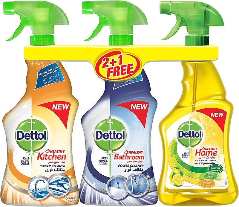 

Dettol Healthy Home All Purpose Cleaner/Bathroom Cleaner/Kitchen Cleaner Trigger Spray Set, 3 x 500ml