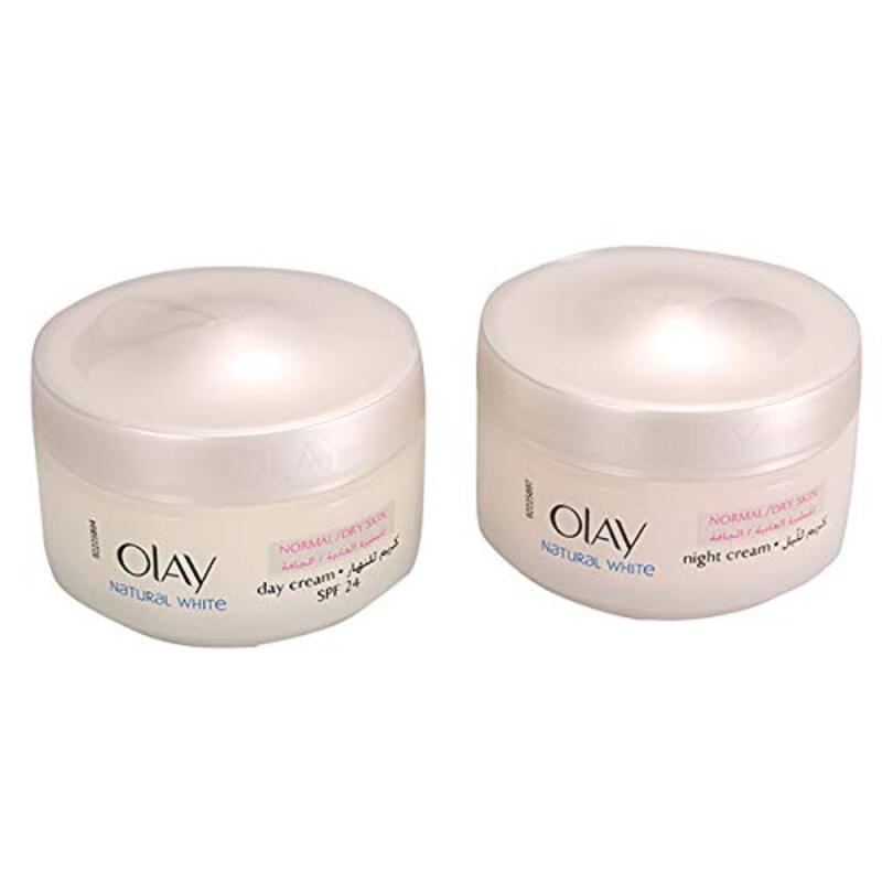 Olay Natural White Night + Day Cream, 2 Pieces