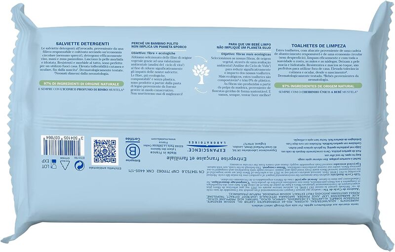 Mustela Ultra Soft Baby Wipes with Natural Avocado Perseose & Aloe Vera, Delicately Scented, 60 Pieces