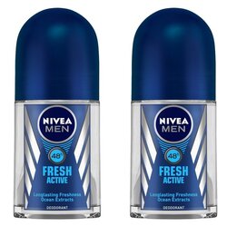 Nivea Men Fresh Active Antiperspirant & Deodorant, 50ml, 2 Pieces