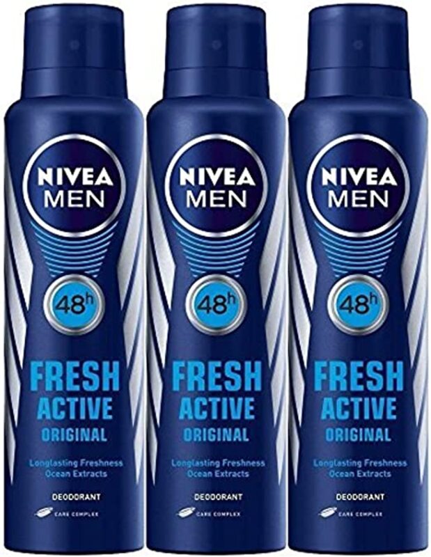 Nivea Men 48 Hour Fresh Active Deodorant, 150ml, 3 Pieces