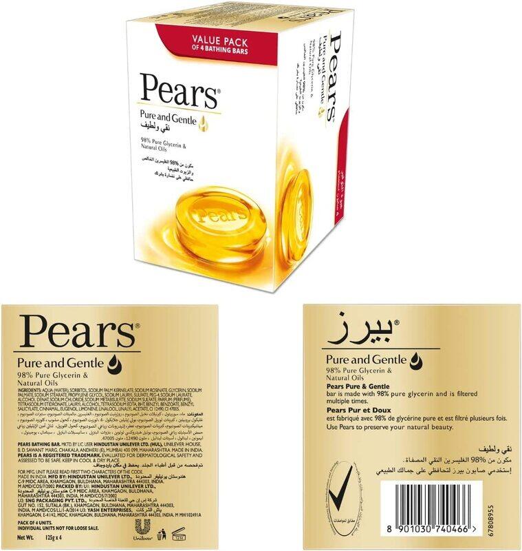 

Pears Pure & Gentle Bathing Soap Bar, 125gm, 4 Pieces