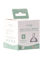 Everyday Baby 2-Piece Anti Colic 100% Soft Silicone Nipple for 6+ Months, Clear