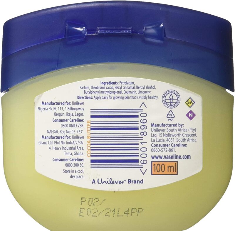 Vaseline Petroleum Jelly Blue Seal With Cocoa Butter, 100ml