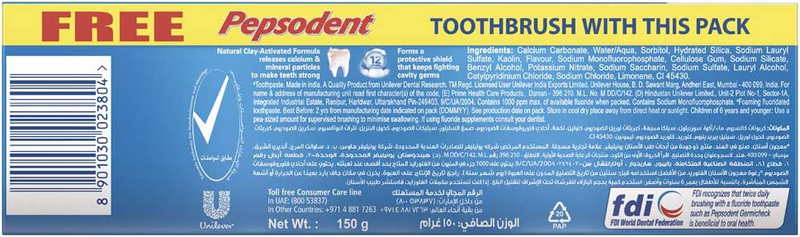 Pepsodent Germicheck Toothpaste with Toothbrush, 150ml