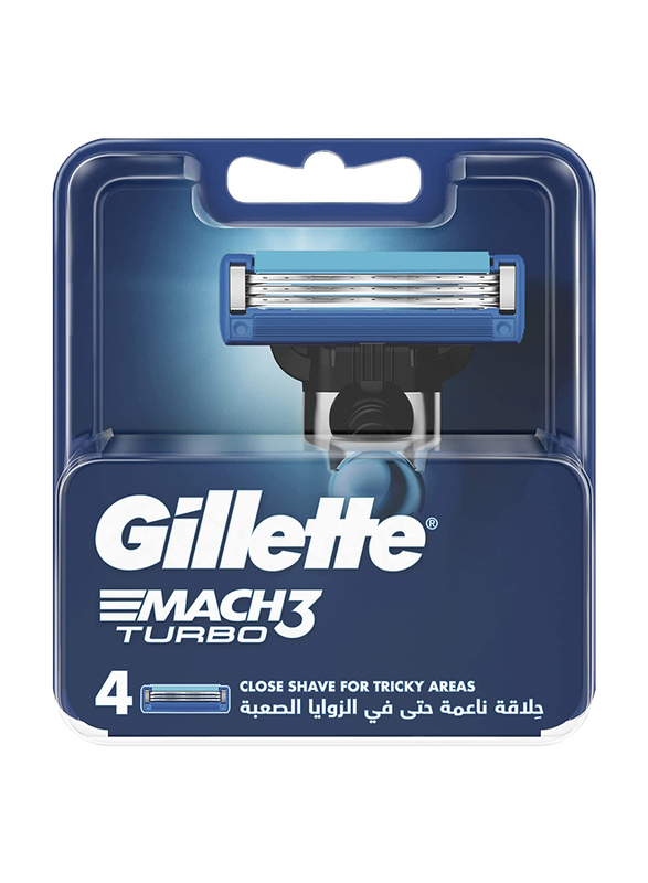Gillette Mach3 Turbo 3D Blade Refills, 4 Pieces