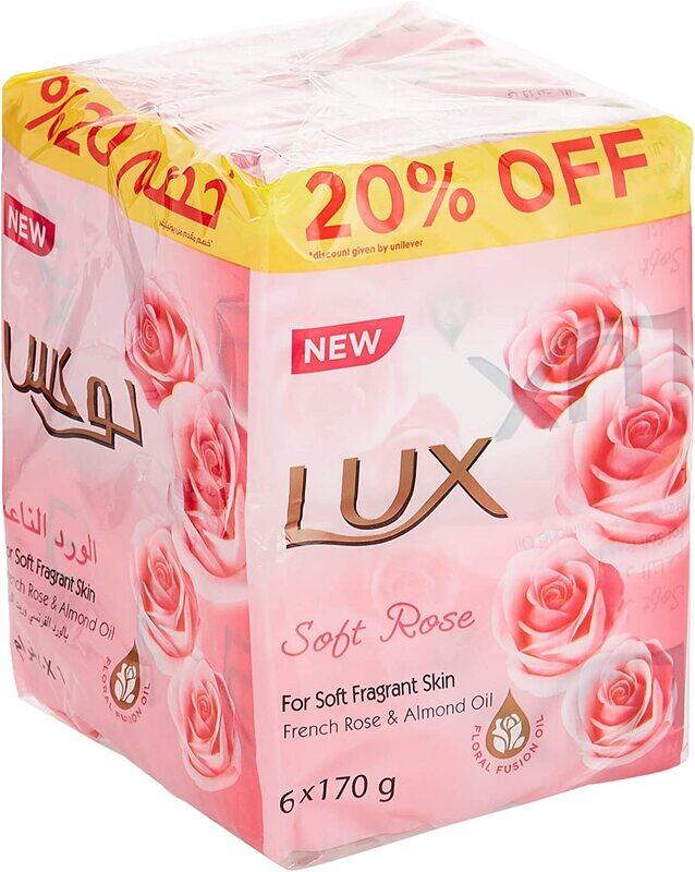 Lux Soft Rose Soap Bar, 170gm, 6 Pieces