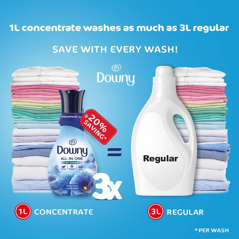Downy Concentrate Valley Dew Fabric Softener, 1Litres