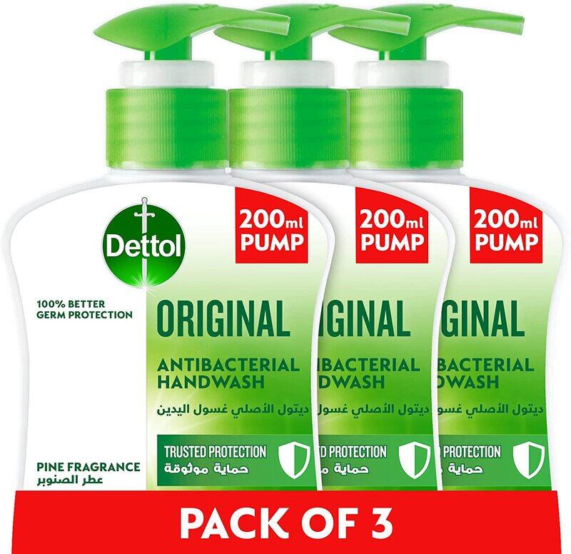 Dettol Original Anti-Bacterial Liquid Hand Wash, 200ml, 3 Pieces