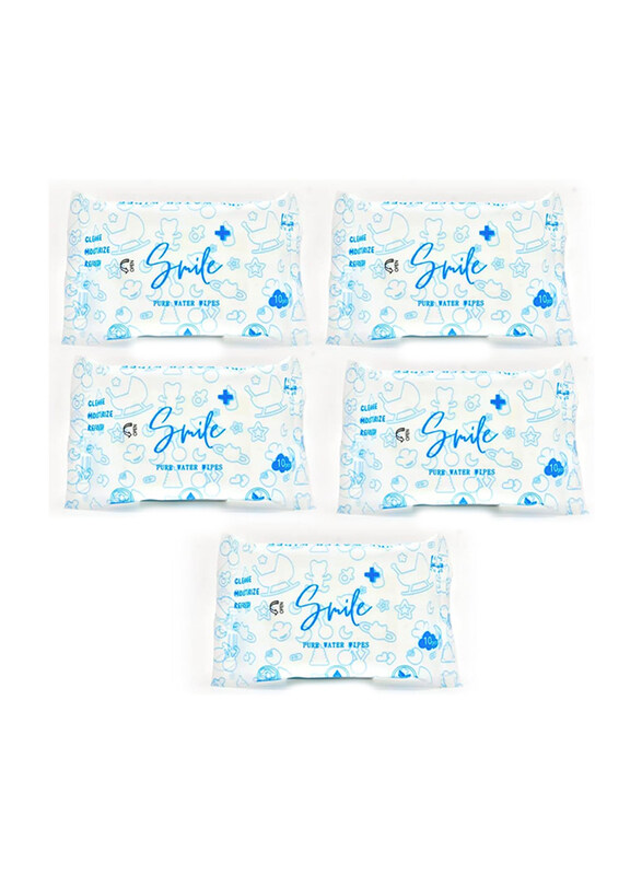 

Smile+ 5-Piece Pure Water Wipes, 50 Wipes