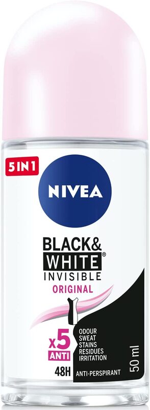 Nivea Black & White Invisible Protection Original Antiperspirant Roll-On for Women, 50ml