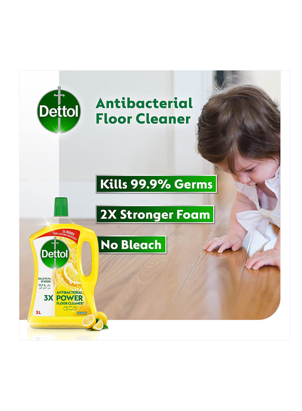 Dettol Lemon Antibacterial Power Floor Cleaner, 3Litres